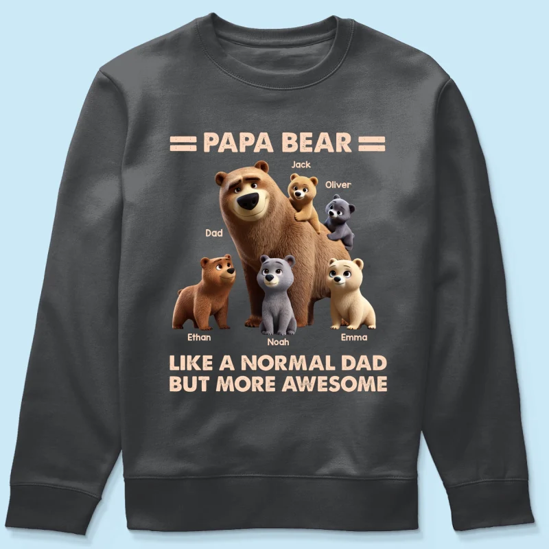 Papa Bear And Kids 3D Cute Personalized Shirt, Father's Day gift for Dads, Grandpas - Image 18