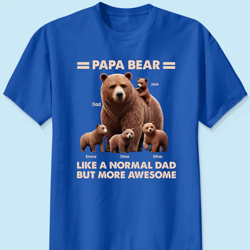 Papa Bear And Kids 3D Effect Personalized Shirt, Father's Day gift for Dads, for Grandpas - Image 10