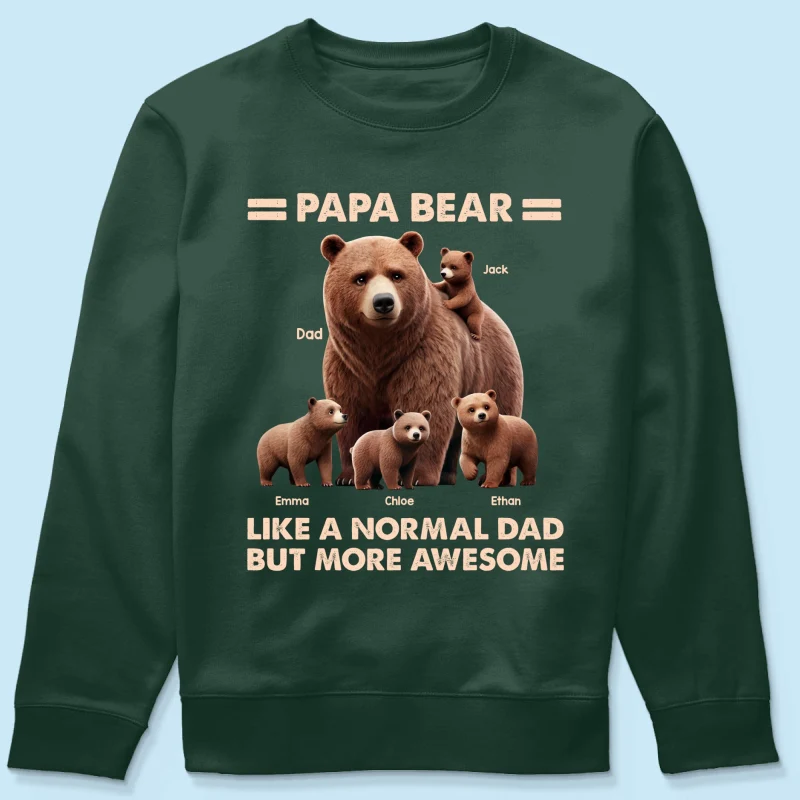 Papa Bear And Kids 3D Effect Personalized Shirt, Father's Day gift for Dads, for Grandpas - Image 19