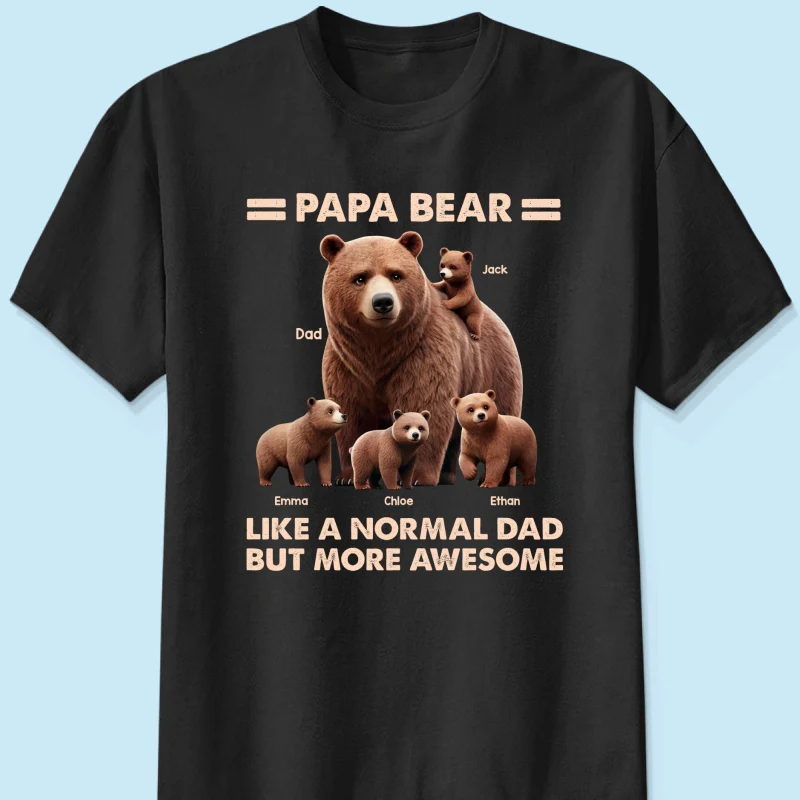 Papa Bear And Kids 3D Effect Personalized Shirt, Father's Day gift for Dads, for Grandpas - Image 6