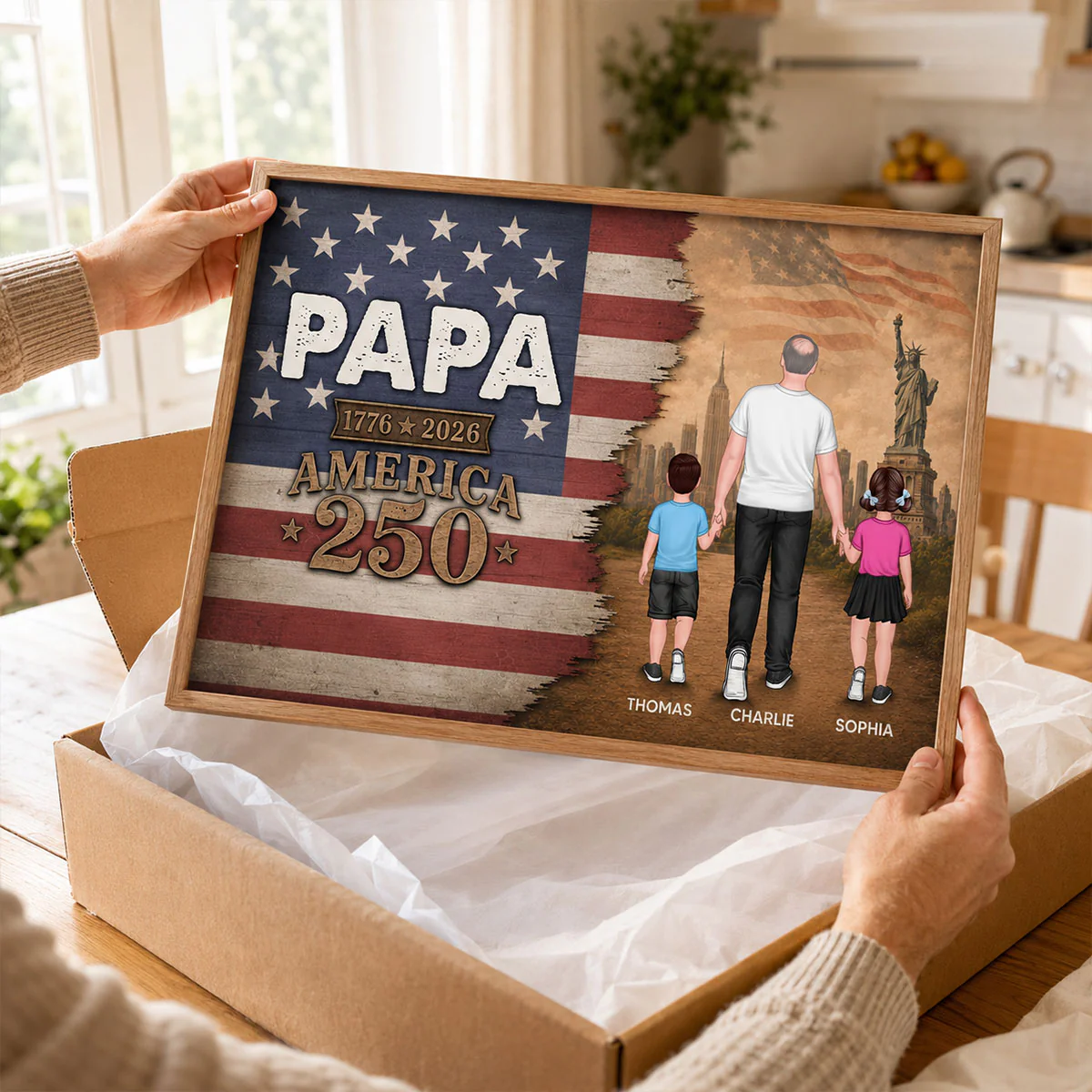 Papa Nation Flag America 250th Anniversary - Personalized Poster - 250 Years Of Freedom Celebration - Father's Day Gift For Husbands, Dads, Grandpas - Image 7