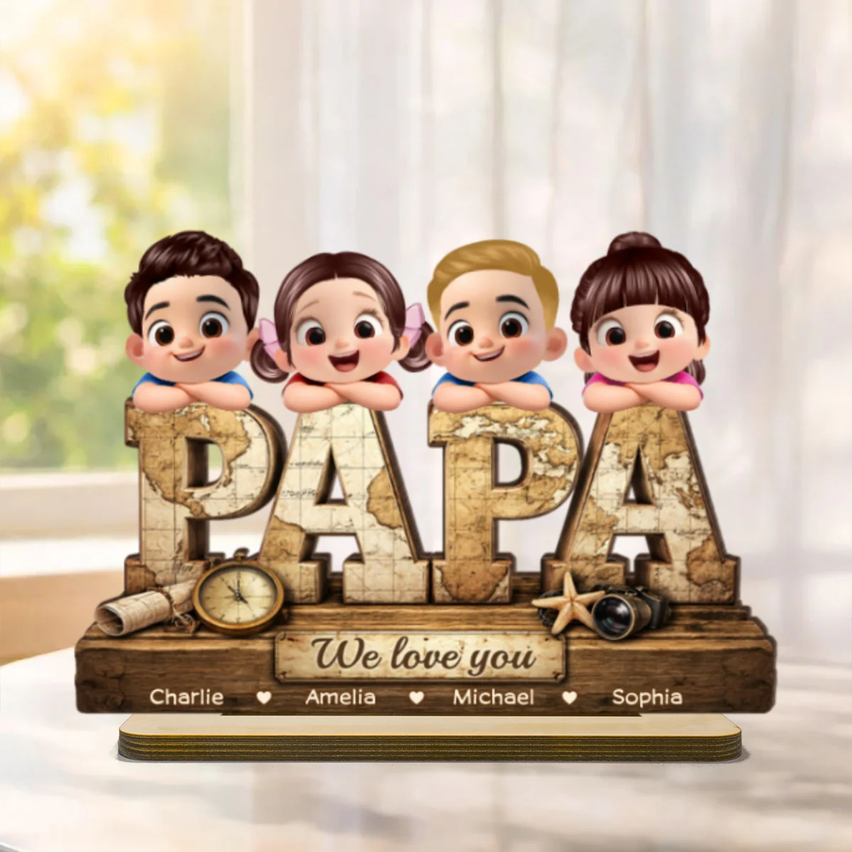 Papa We Love You - Personalized 2-Layered Wooden Plaque - Sentimental Gift for Grandpa, Dad, Husband - Image 10