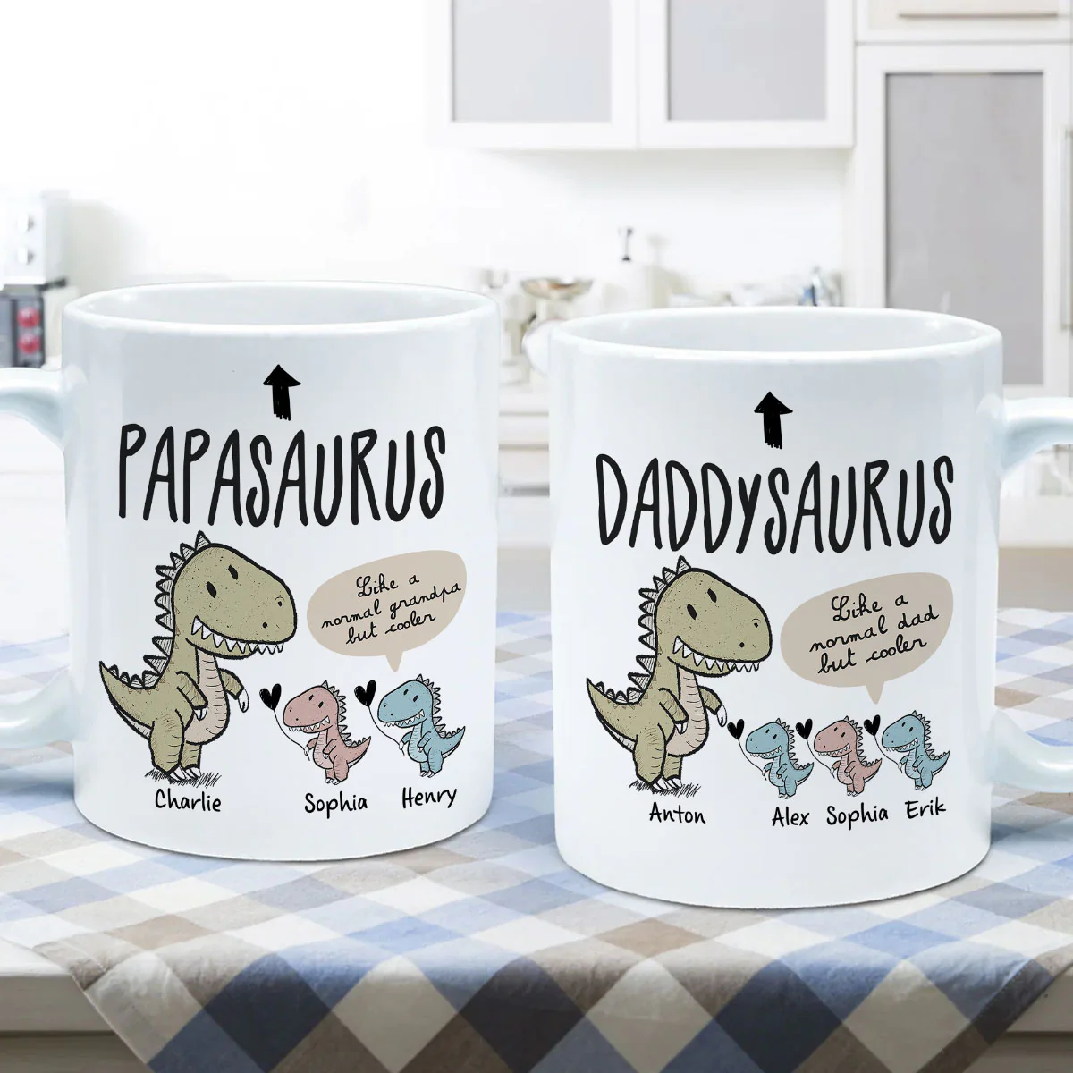 Papasaurus And Kids Cute Style Personalized Mug, Father's Day Gift for Grandpa - Image 5