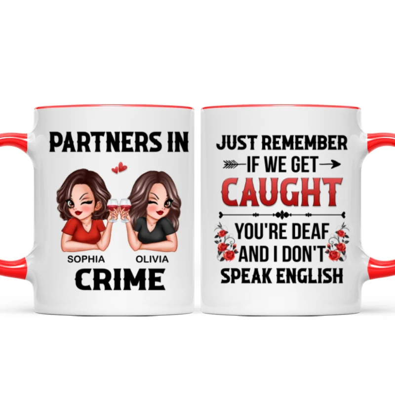 Partner In Crime Besties Funny Friendship Gift Best Friend Personalized Mug - Image 10