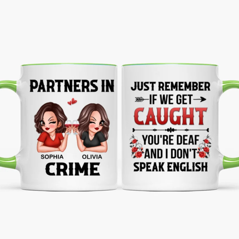 Partner In Crime Besties Funny Friendship Gift Best Friend Personalized Mug - Image 13