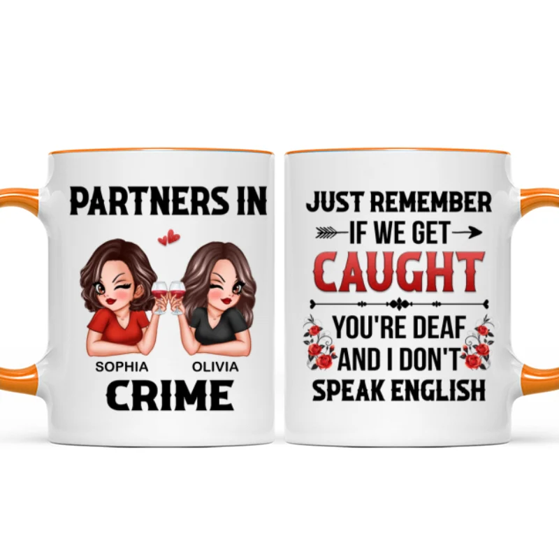 Partner In Crime Besties Funny Friendship Gift Best Friend Personalized Mug - Image 14