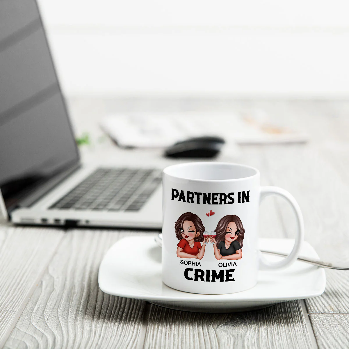 Partner In Crime Besties Funny Friendship Gift Best Friend Personalized Mug - Image 4