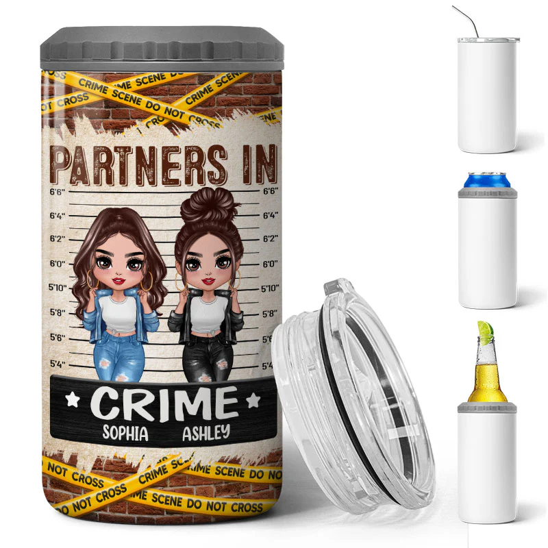Partners In Crime Cool Doll Besties Personalized 4 In 1 Can Cooler - Image 2