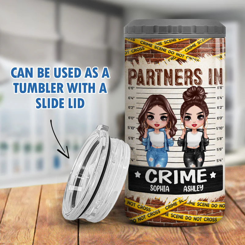Partners In Crime Cool Doll Besties Personalized 4 In 1 Can Cooler - Image 9