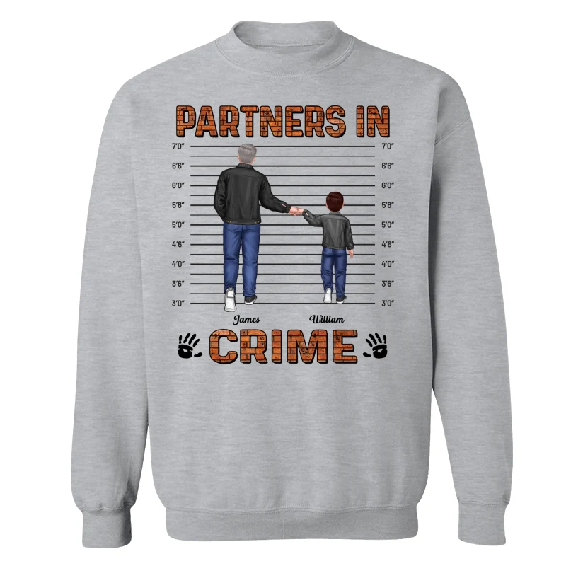 Partners In Crime Dad Grandpa Kids Punch Hands Personalized Shirt - Image 18