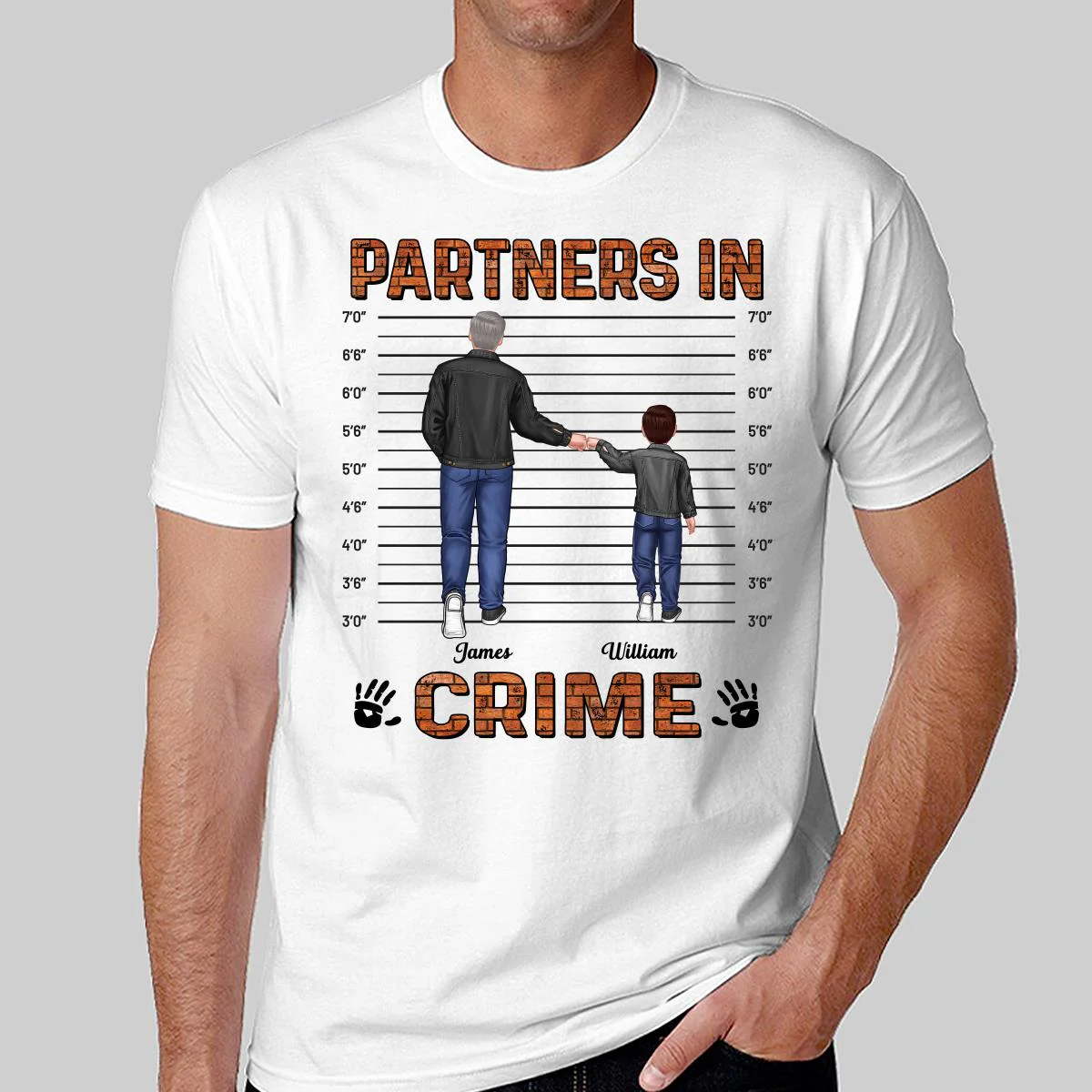 Partners In Crime Dad Grandpa Kids Punch Hands Personalized Shirt - Image 2