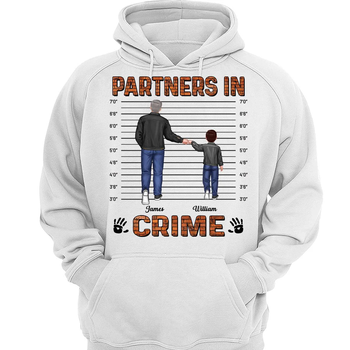 Partners In Crime Dad Grandpa Kids Punch Hands Personalized Shirt - Image 3
