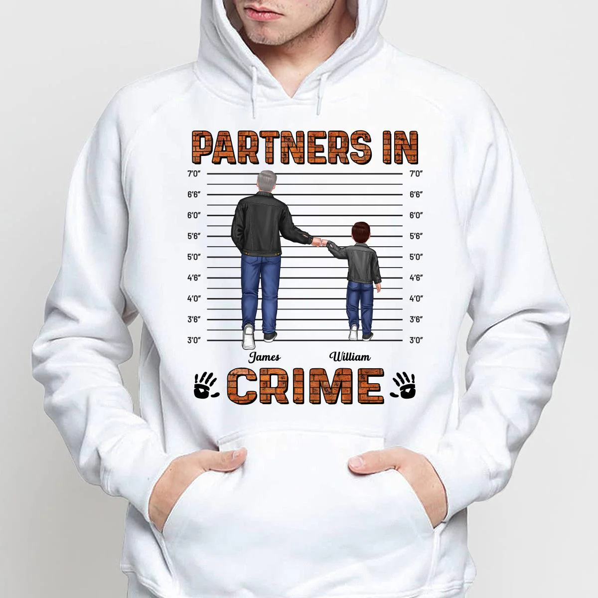 Partners In Crime Dad Grandpa Kids Punch Hands Personalized Shirt - Image 4