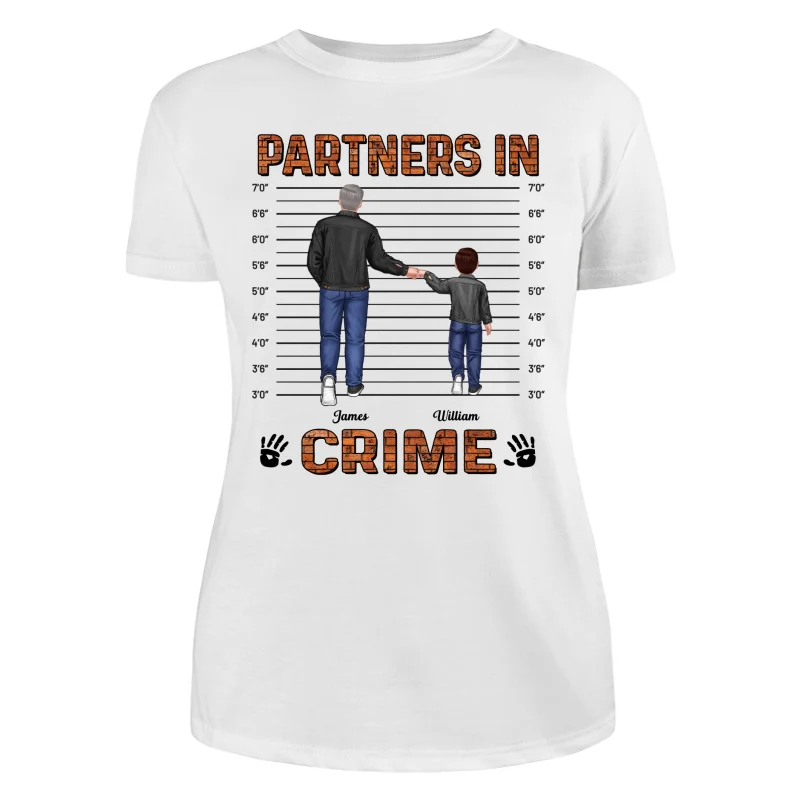 Partners In Crime Dad Grandpa Kids Punch Hands Personalized Shirt - Image 9