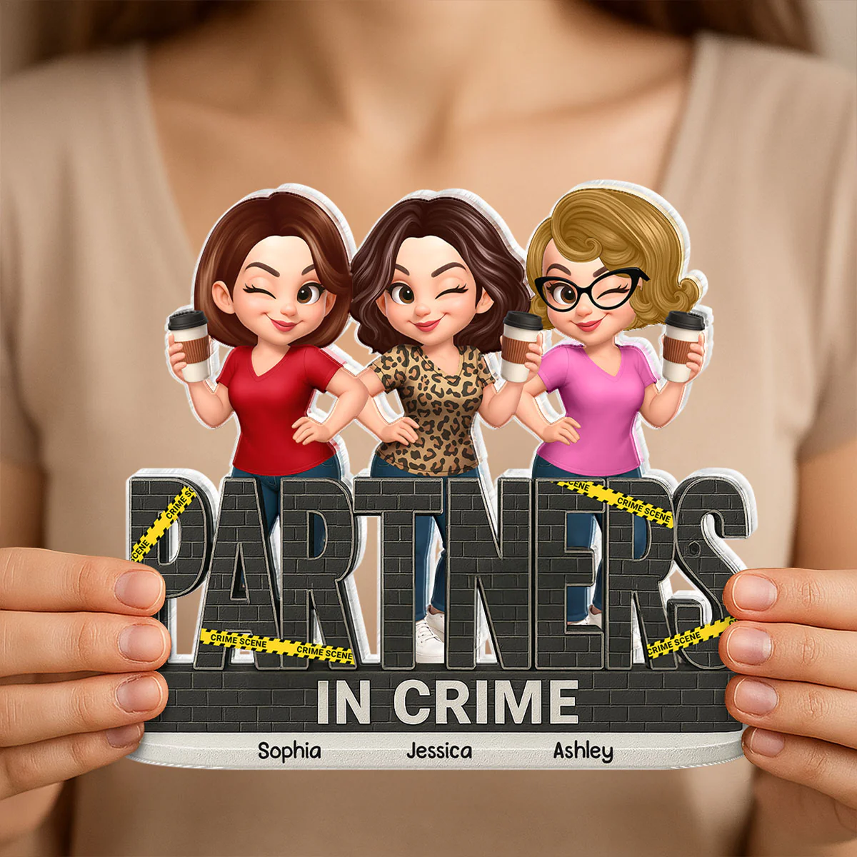 Partners In Crime Do Not Cross Besties Sisters - Personalized Acrylic Block Plaque - Image 7