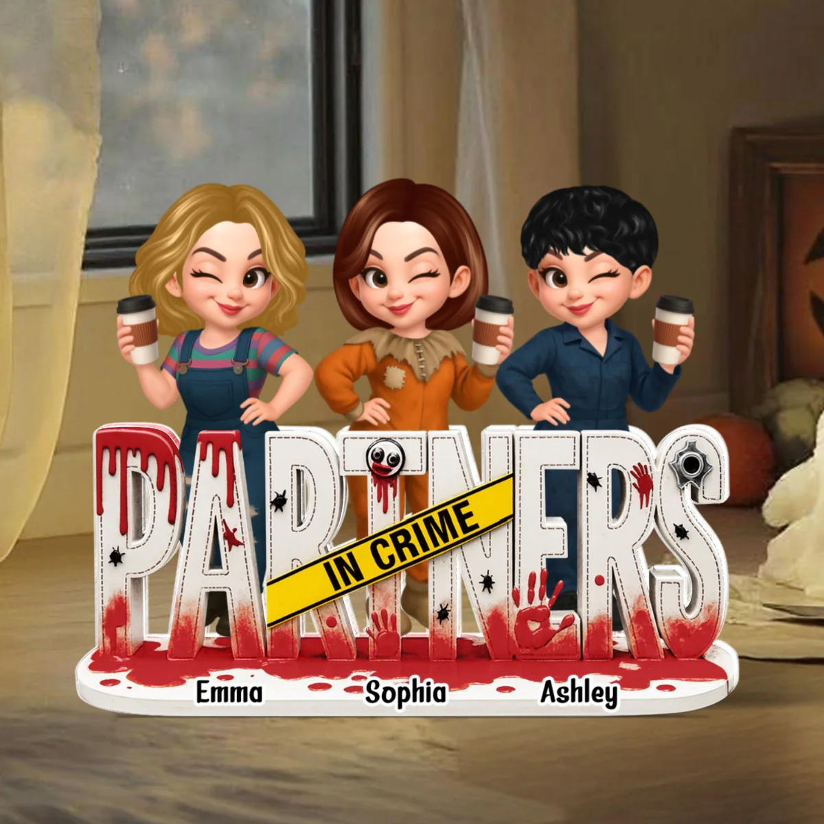 Partners In Crime Horror Halloween Besties Sisters Personalized Acrylic Block - Image 9