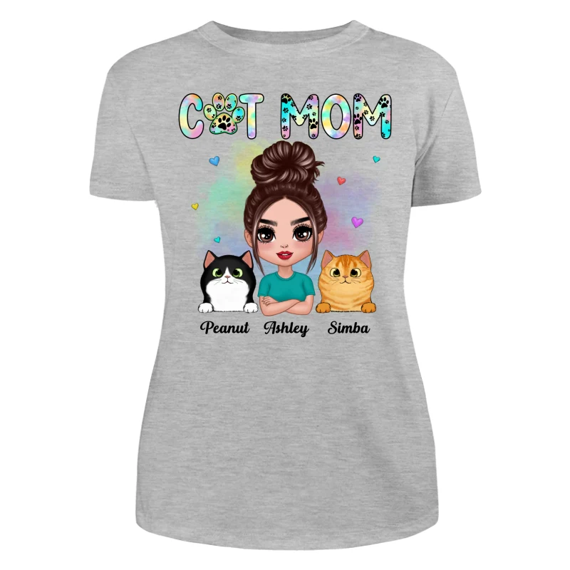 Pastel Paw Patterns Doll Cat Mom Fluffy Cats Personalized Shirt - Image 10