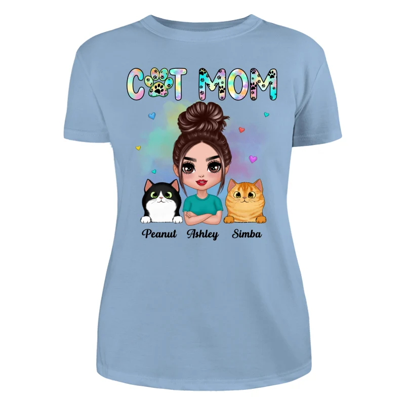 Pastel Paw Patterns Doll Cat Mom Fluffy Cats Personalized Shirt - Image 12