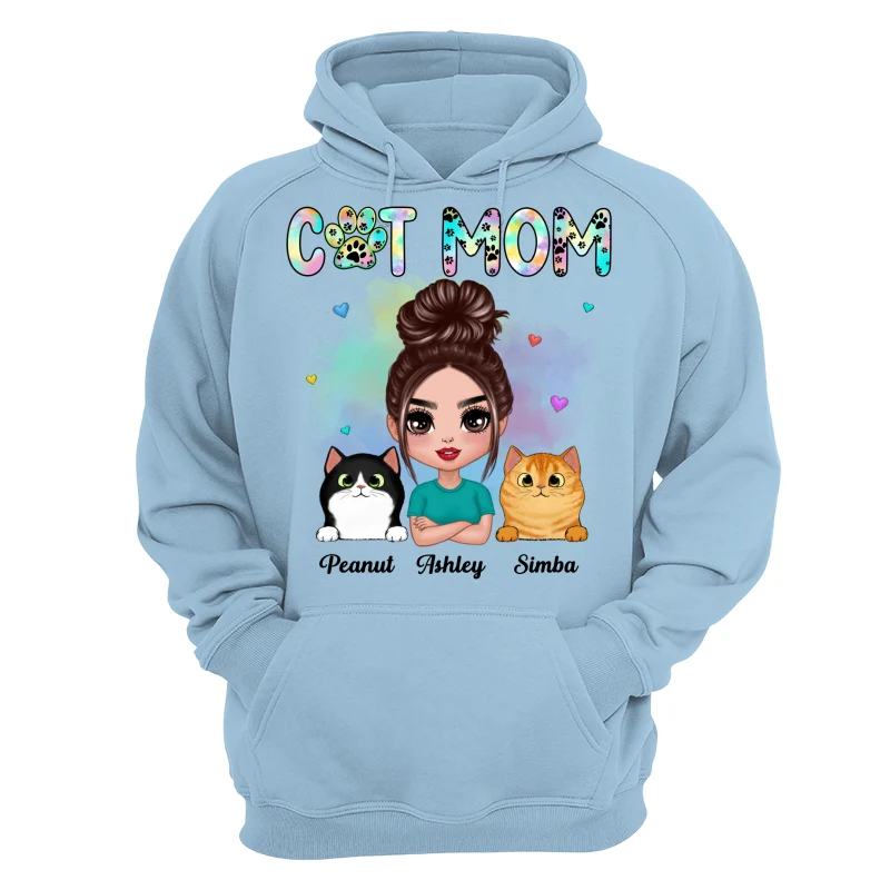 Pastel Paw Patterns Doll Cat Mom Fluffy Cats Personalized Shirt - Image 16