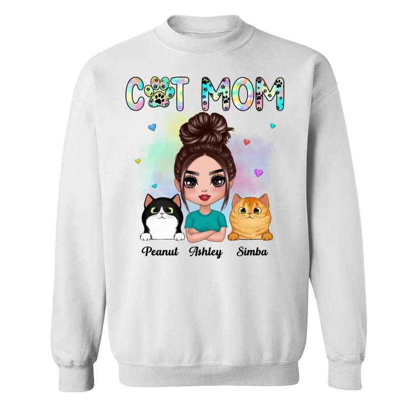 Pastel Paw Patterns Doll Cat Mom Fluffy Cats Personalized Shirt - Image 17