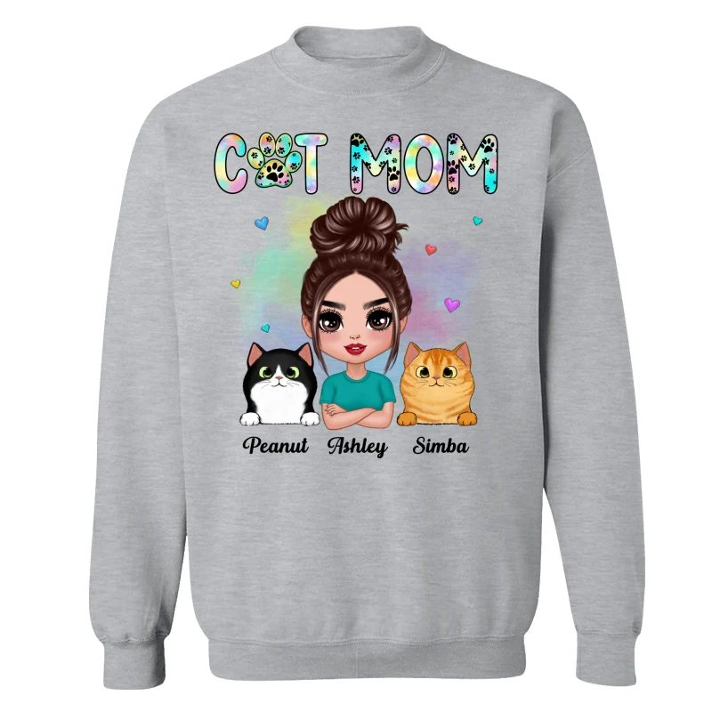 Pastel Paw Patterns Doll Cat Mom Fluffy Cats Personalized Shirt - Image 18