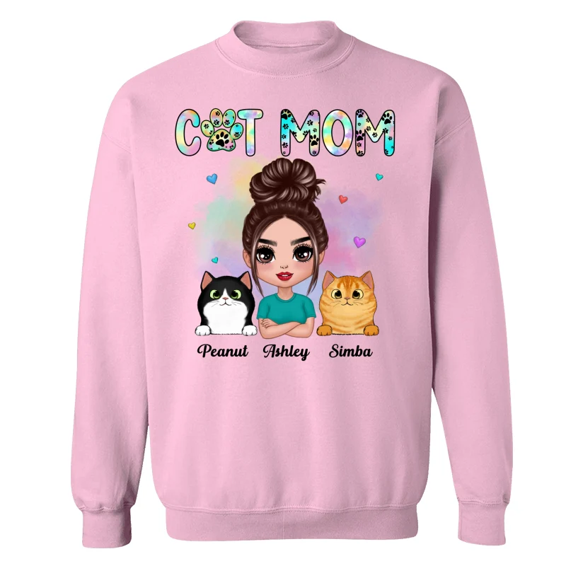 Pastel Paw Patterns Doll Cat Mom Fluffy Cats Personalized Shirt - Image 19