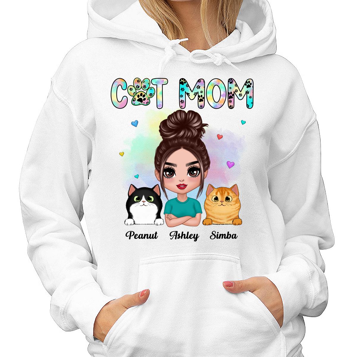 Pastel Paw Patterns Doll Cat Mom Fluffy Cats Personalized Shirt - Image 4