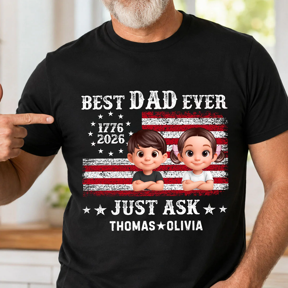 Patriotic Best Dad Ever Just Ask - Personalized Shirt - Father's Day Gift, America 250th Anniversary, 1776 - 2026 - Image 9