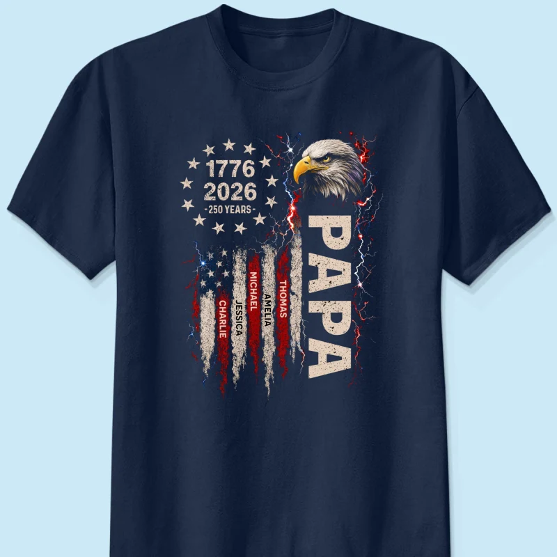 Patriotic Eagle Grandpa USA 250th Anniversary - Personalized Shirt - Father's Day Gift for Dad, Grandpa, Husband - Image 12
