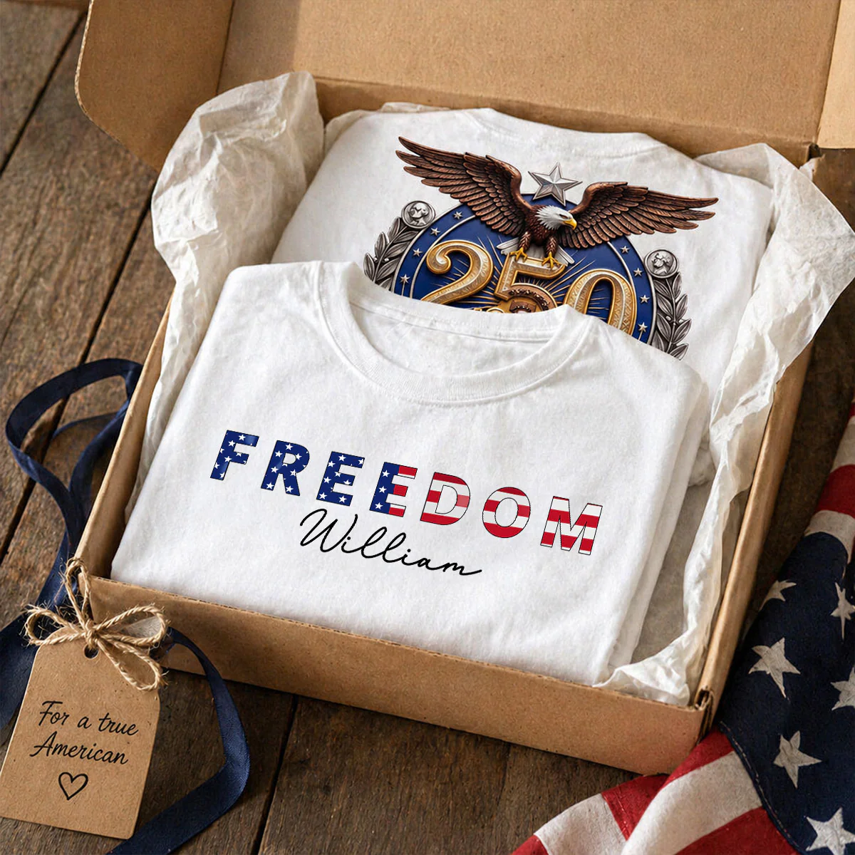 Patriotic Freedom Custom Name - Personalized Shirt - United States 250th Anniversary USA Patriotic - Image 2
