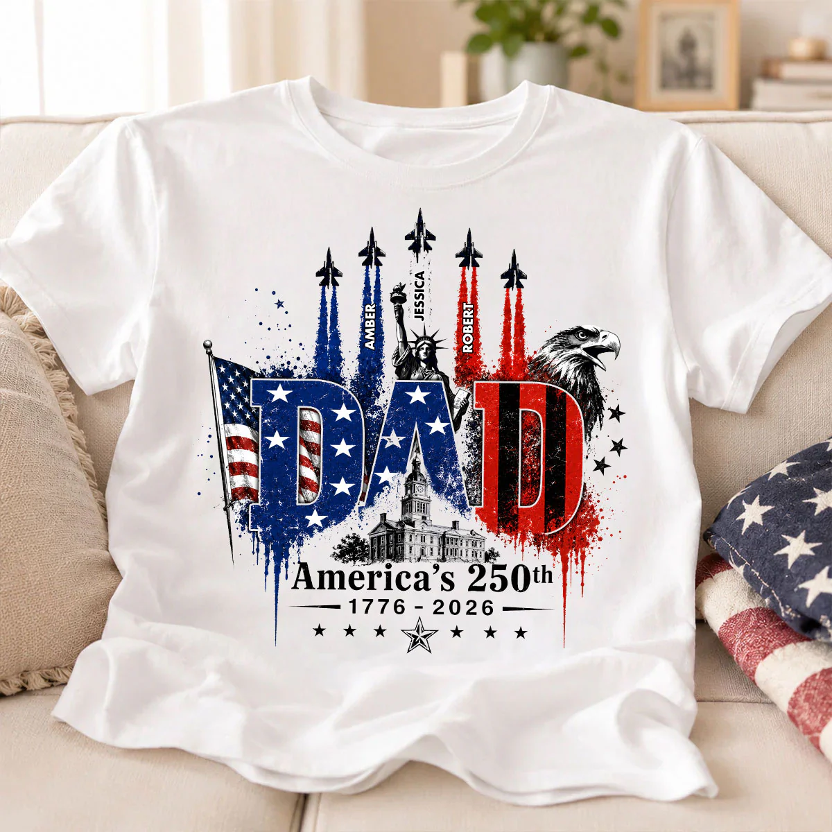 Patriotic Grandpa USA 250th Anniversary - Personalized Shirt - Father's Day Gift For Dad, Grandpa, Husband - Image 5