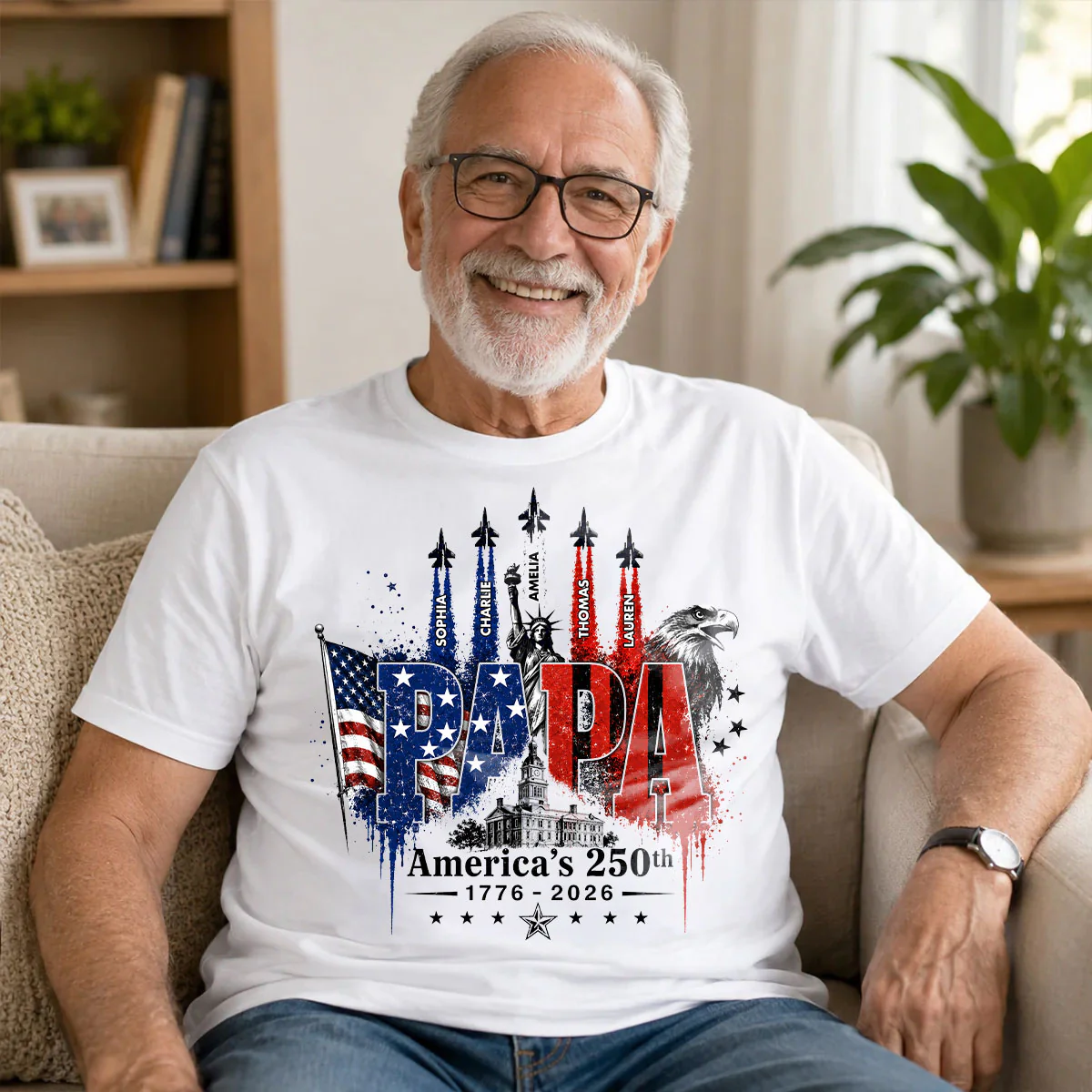 Patriotic Grandpa USA 250th Anniversary - Personalized Shirt - Father's Day Gift For Dad, Grandpa, Husband - Image 8
