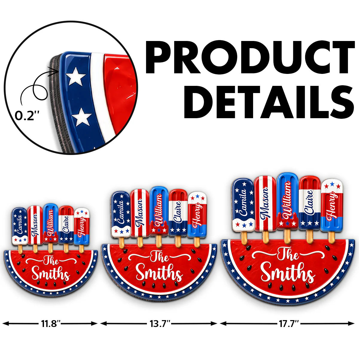 Patriotic Summer Popsicle Family Name - Personalized Wood Sign - American 250th Anniversary - Image 6