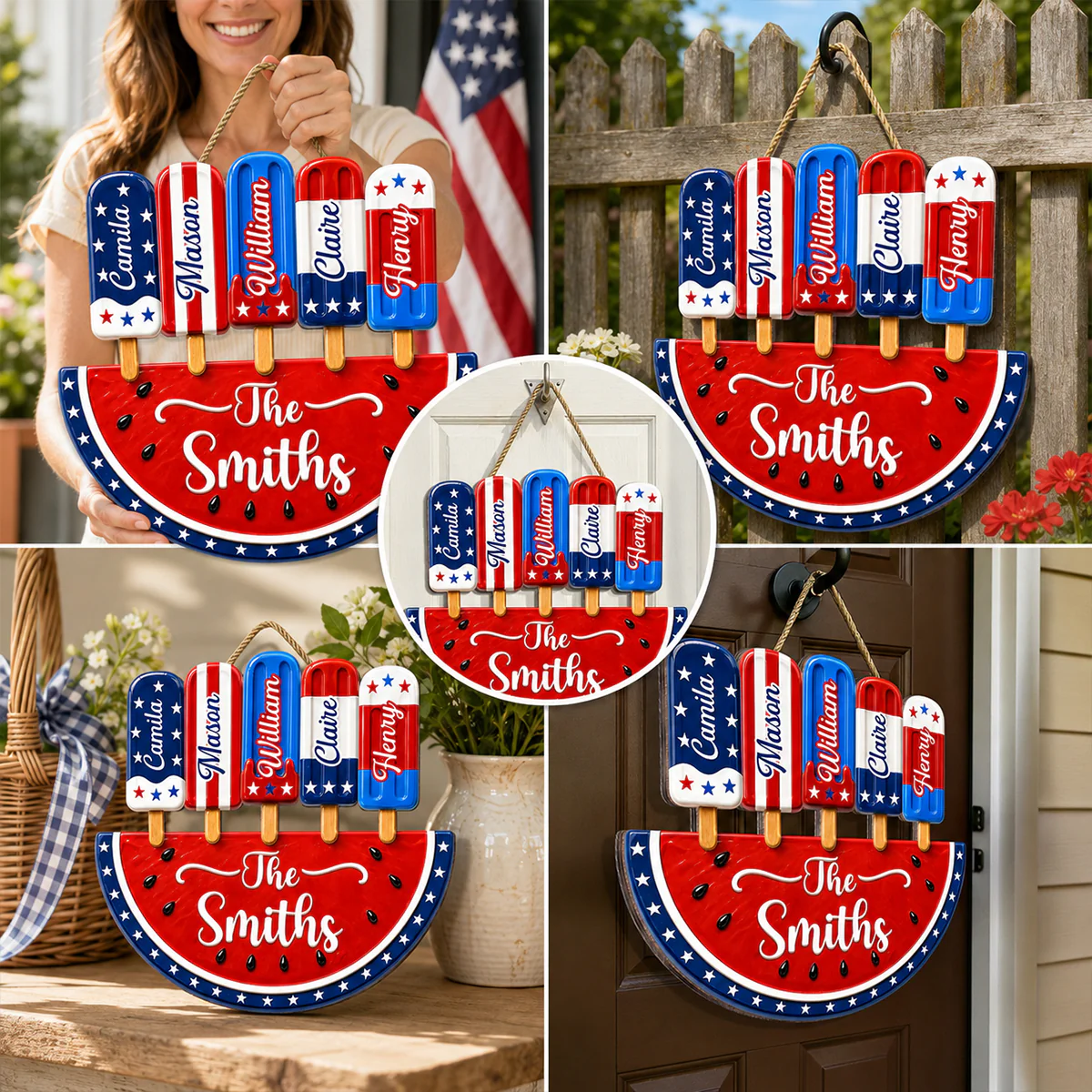 Patriotic Summer Popsicle Family Name - Personalized Wood Sign - American 250th Anniversary - Image 7