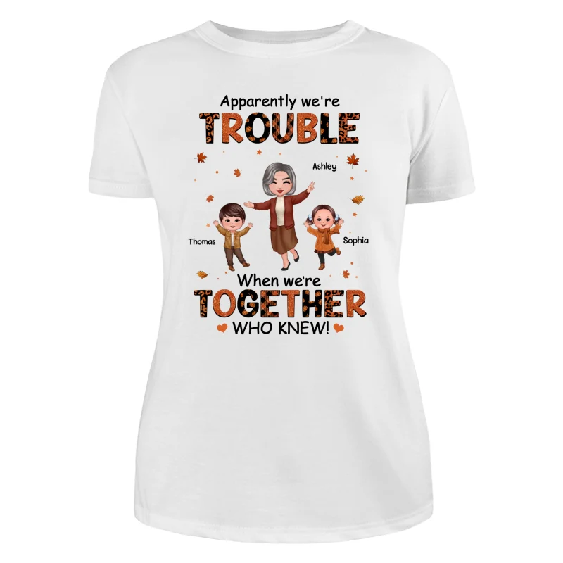 Patterns Fall Season Happy Doll Grandma Mom And Kids Trouble Together Personalized Shirt - Image 11