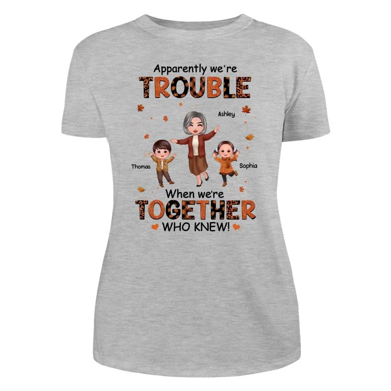 Patterns Fall Season Happy Doll Grandma Mom And Kids Trouble Together Personalized Shirt - Image 12