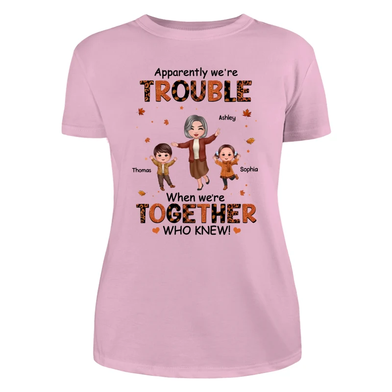 Patterns Fall Season Happy Doll Grandma Mom And Kids Trouble Together Personalized Shirt - Image 13