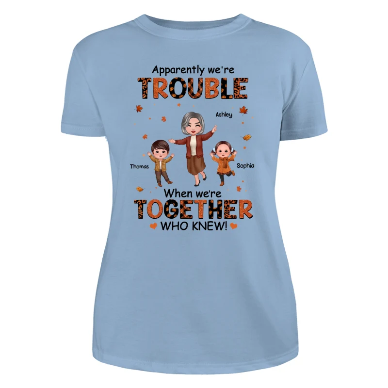 Patterns Fall Season Happy Doll Grandma Mom And Kids Trouble Together Personalized Shirt - Image 14