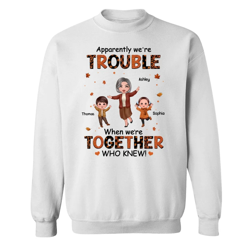 Patterns Fall Season Happy Doll Grandma Mom And Kids Trouble Together Personalized Shirt - Image 19