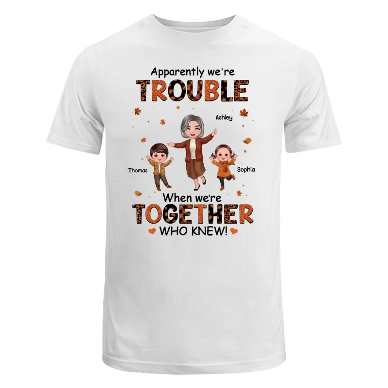 Patterns Fall Season Happy Doll Grandma Mom And Kids Trouble Together Personalized Shirt - Image 7