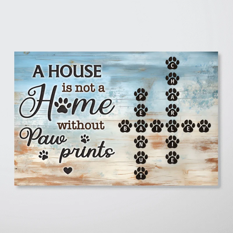 Paw Prints Crossword Puzzle Art Pet Love Home Decor Personalized Poster - Image 7