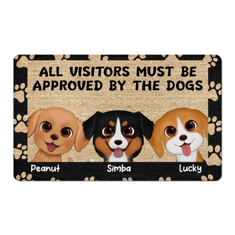 Paws Pattern Watercolor Cute Dogs Personalized Doormat - Image 6