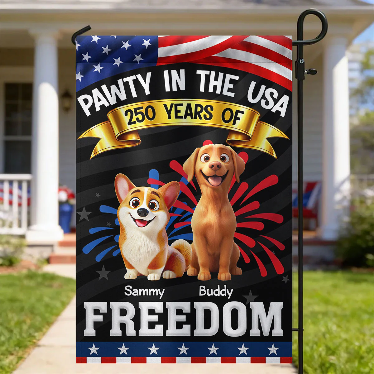 Pawty In The USA - Personalized Garden Flag - Gift For Dog Lovers - Image 4