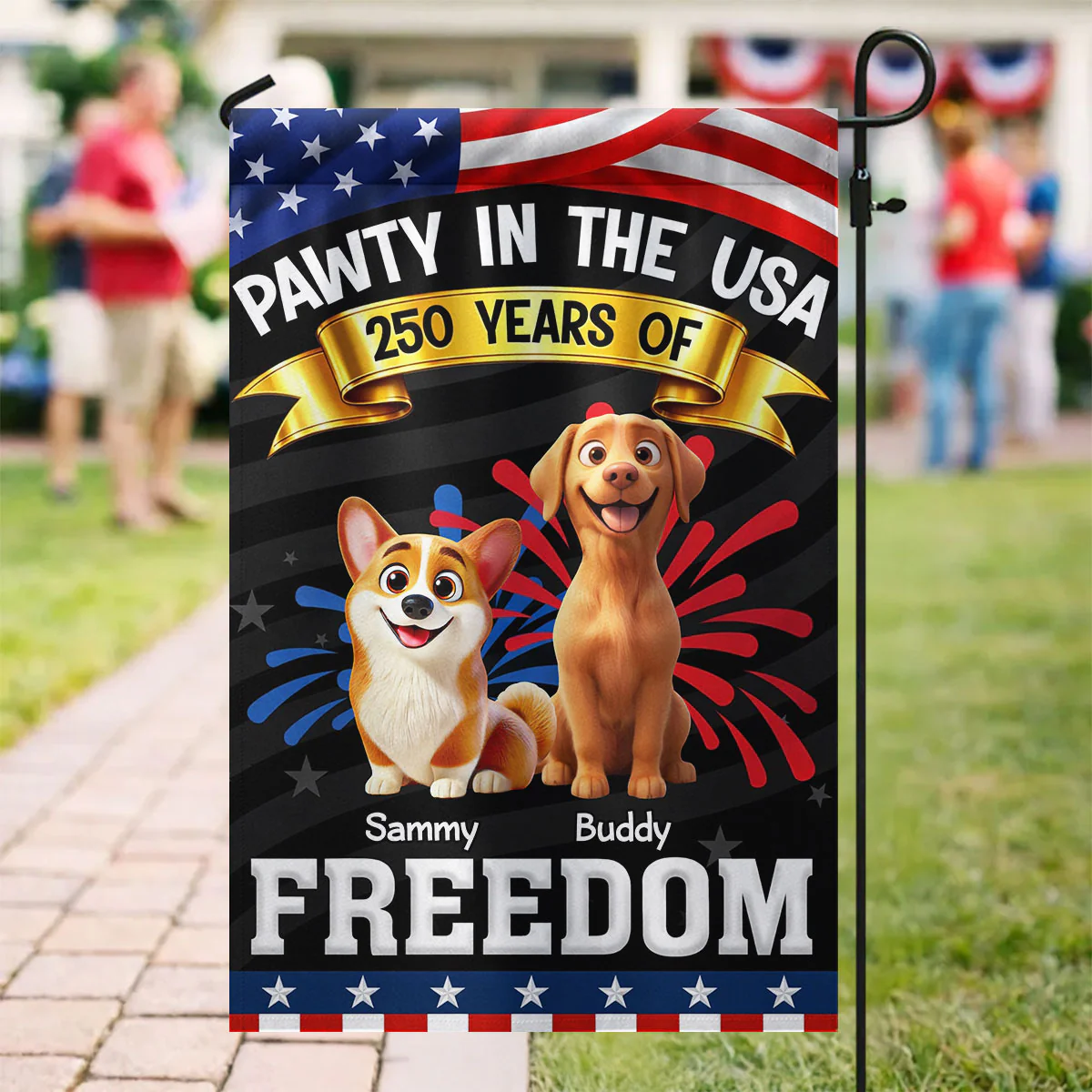 Pawty In The USA - Personalized Garden Flag - Gift For Dog Lovers - Image 6