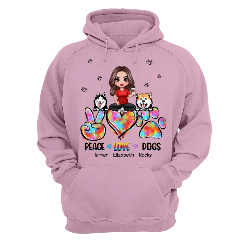 Peace Love Dog Mom Sitting Personalized Shirt - Image 15
