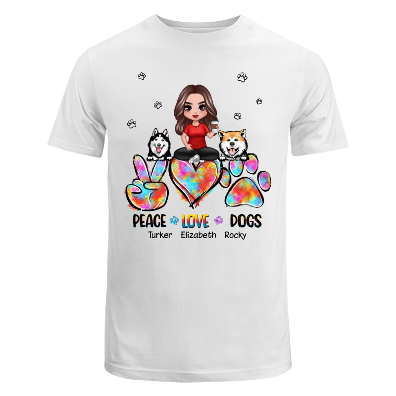 Peace Love Dog Mom Sitting Personalized Shirt - Image 5