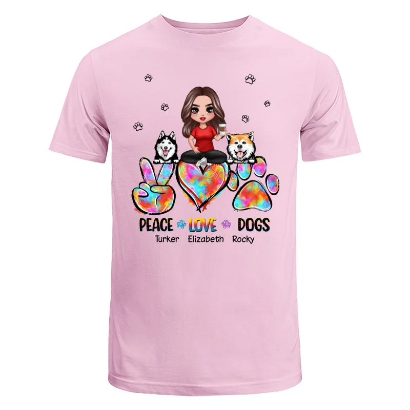 Peace Love Dog Mom Sitting Personalized Shirt - Image 7