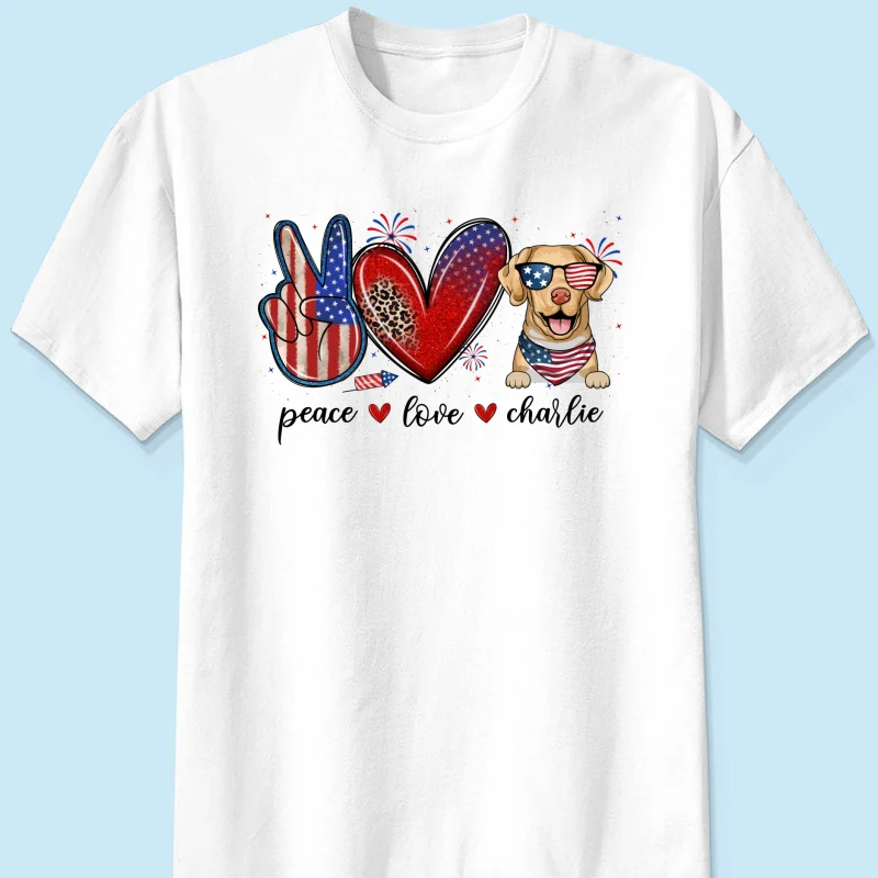Peace Love Dogs USA Flag Pattern Personalized Shirt, Gift For Dog Mom, Dog Dad, Dog Lovers - Image 13