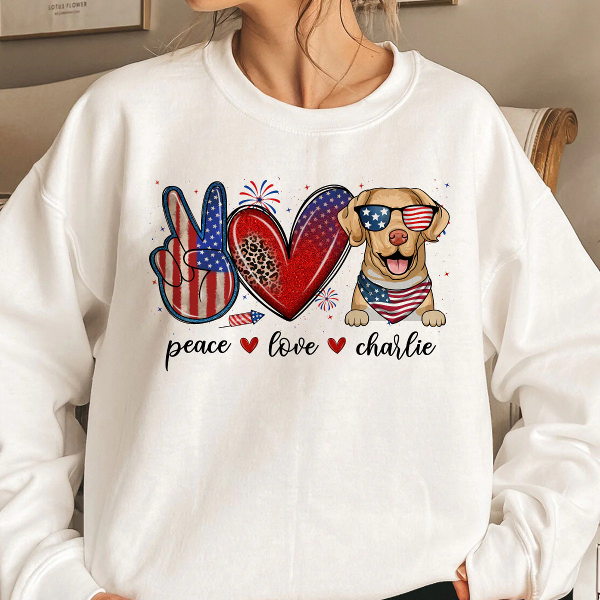 Peace Love Dogs USA Flag Pattern Personalized Shirt, Gift For Dog Mom, Dog Dad, Dog Lovers - Image 8