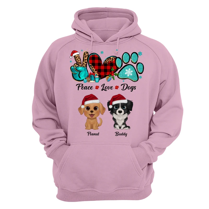 Peace Love Dogs Watercolor Cute Dogs Christmas Pattern Personalized Shirt - Image 15